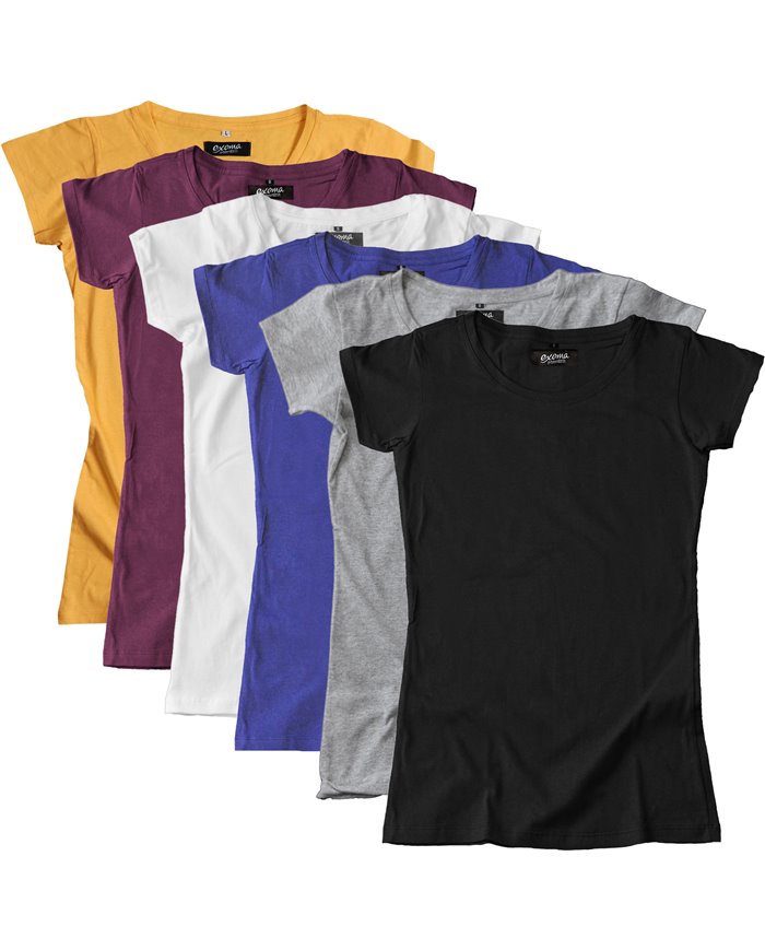 Remeras Mujer Lisas Pack x6