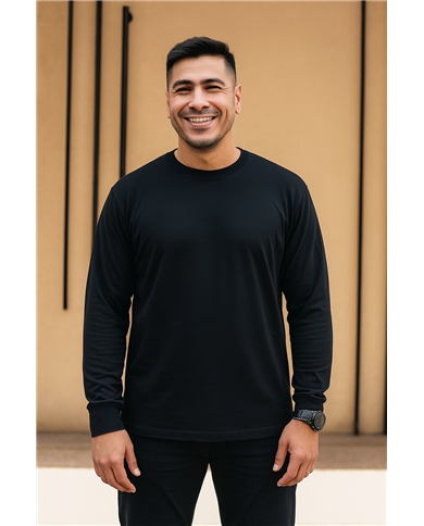 Remeras Manga Larga Negras Pack x3