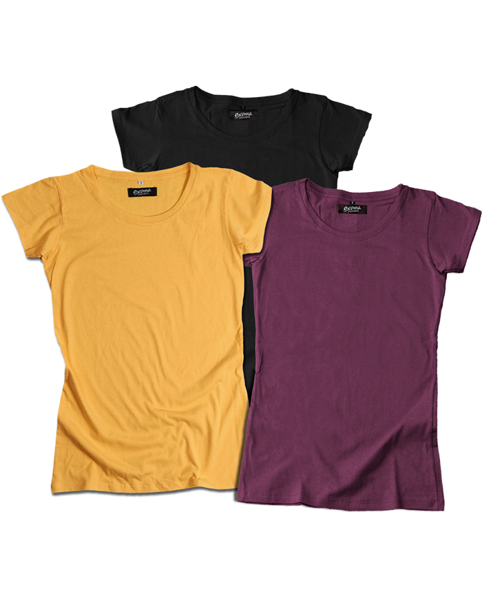 Remeras Mujer Lisas Pack x3